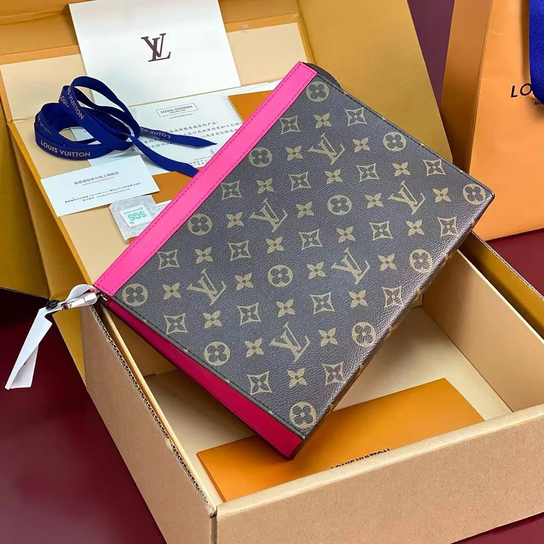 M12818 Pochette Voyage MM Monogram Macassar Coated Canvas