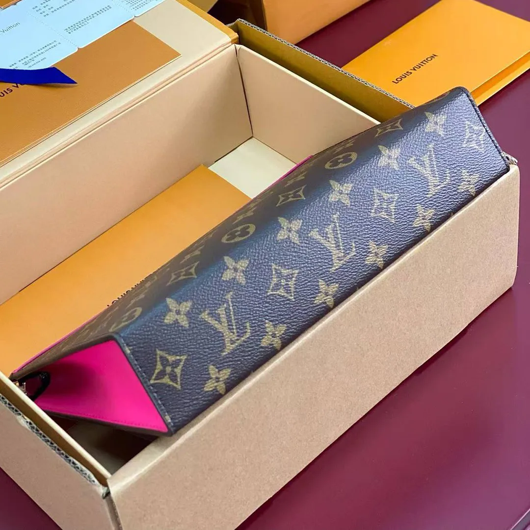 M12818 Pochette Voyage MM Monogram Macassar Coated Canvas