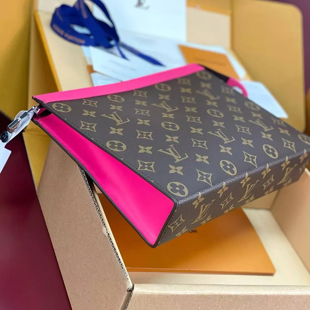 M12818 Pochette Voyage MM Monogram Macassar Coated Canvas