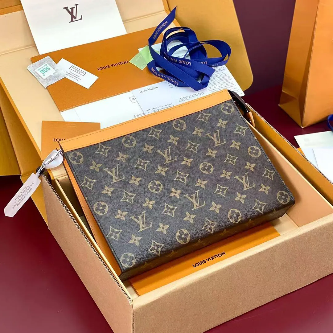 M12820 Pochette Voyage MM Monogram Macassar Coated Canvas
