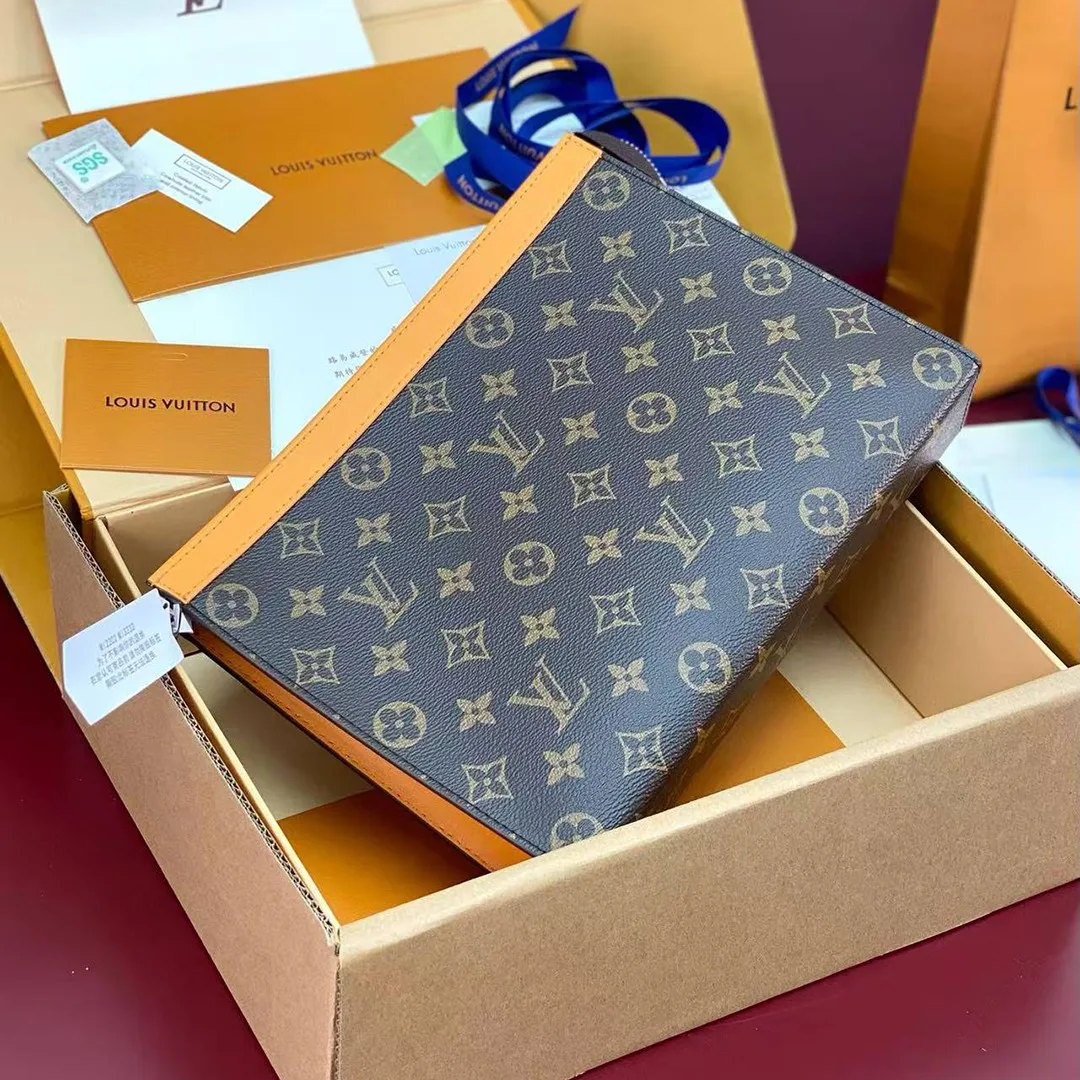 M12820 Pochette Voyage MM Monogram Macassar Coated Canvas