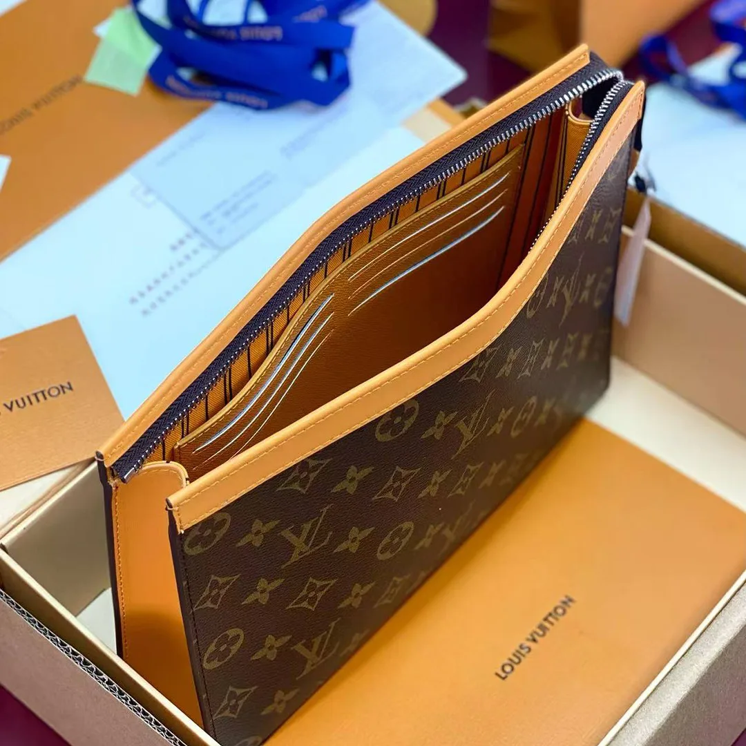 M12820 Pochette Voyage MM Monogram Macassar Coated Canvas