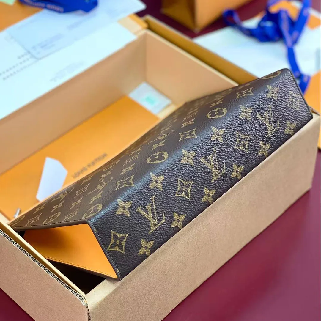 M12820 Pochette Voyage MM Monogram Macassar Coated Canvas