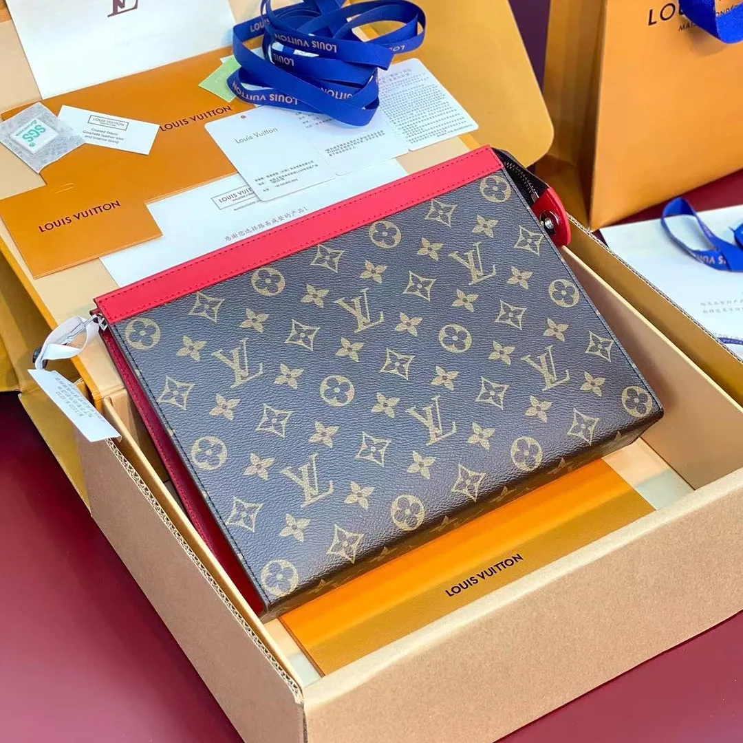 M12817 Pochette Voyage MM Monogram Macassar Coated Canvas