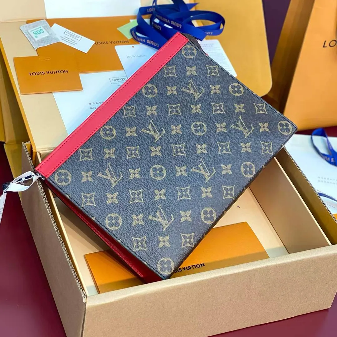 M12817 Pochette Voyage MM Monogram Macassar Coated Canvas