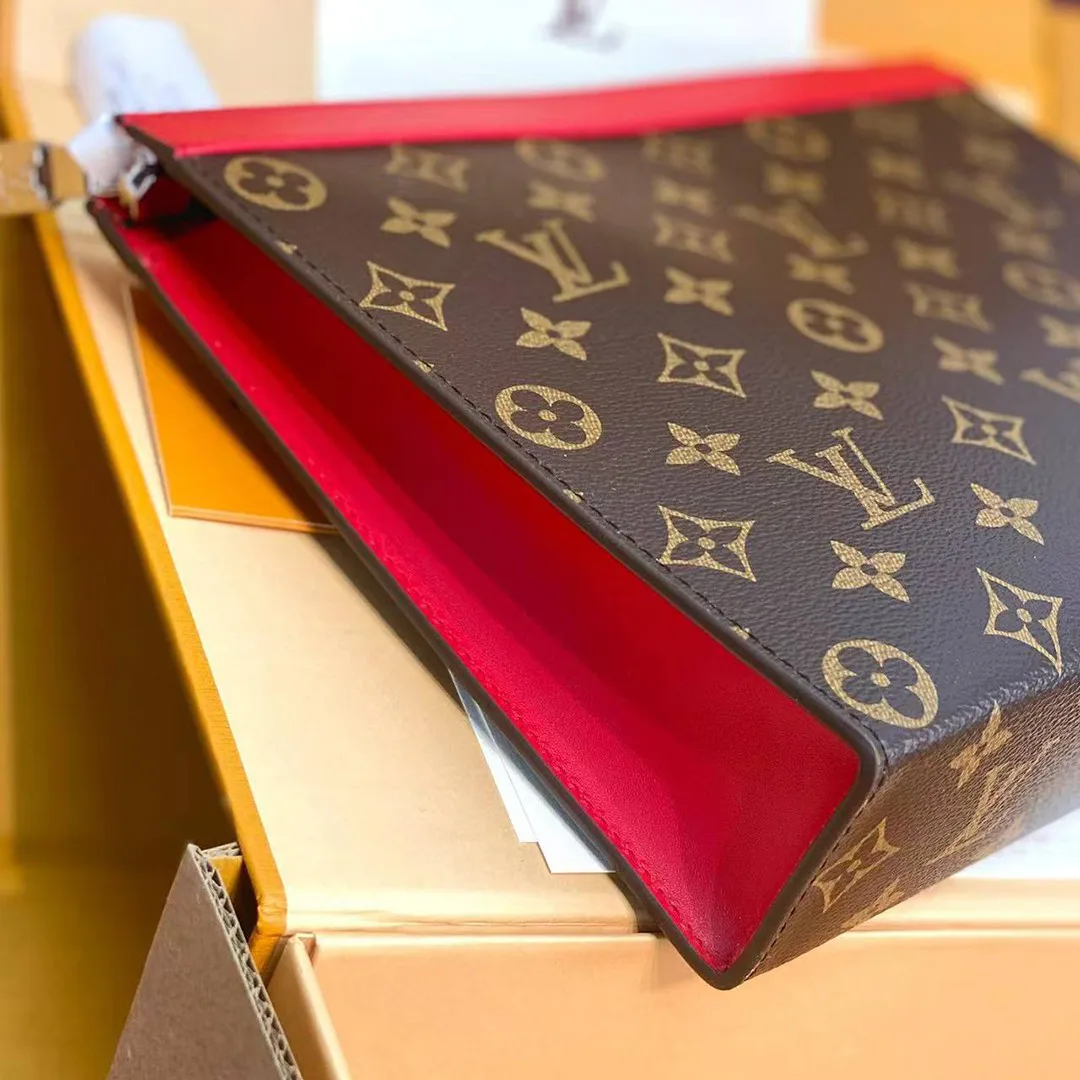 M12817 Pochette Voyage MM Monogram Macassar Coated Canvas