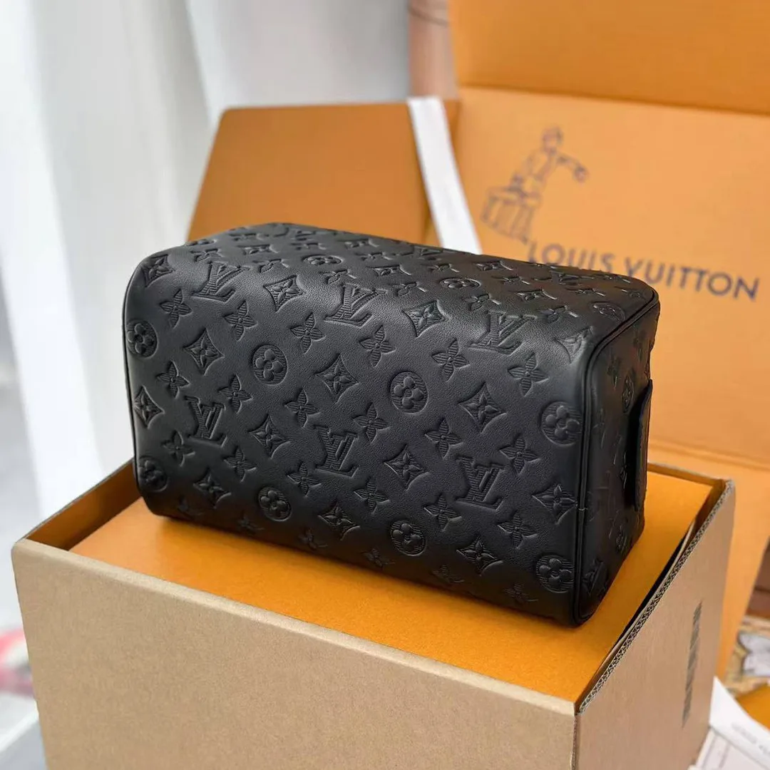 M12645 Dopp Kit Toilet Pouch Monogram Shadow Embossed Calf Leather