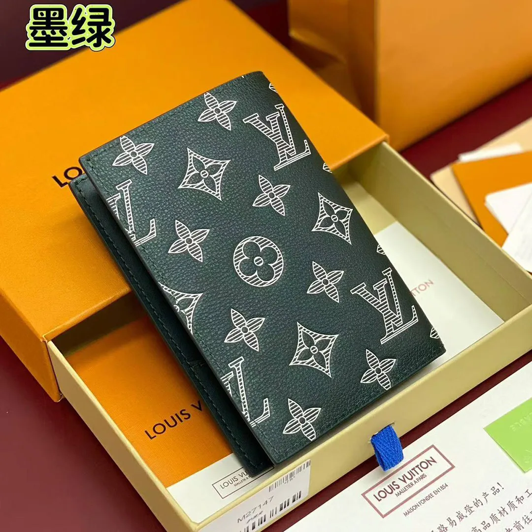M27147 Passport Cover Monogram Shadow Calfskin Leather