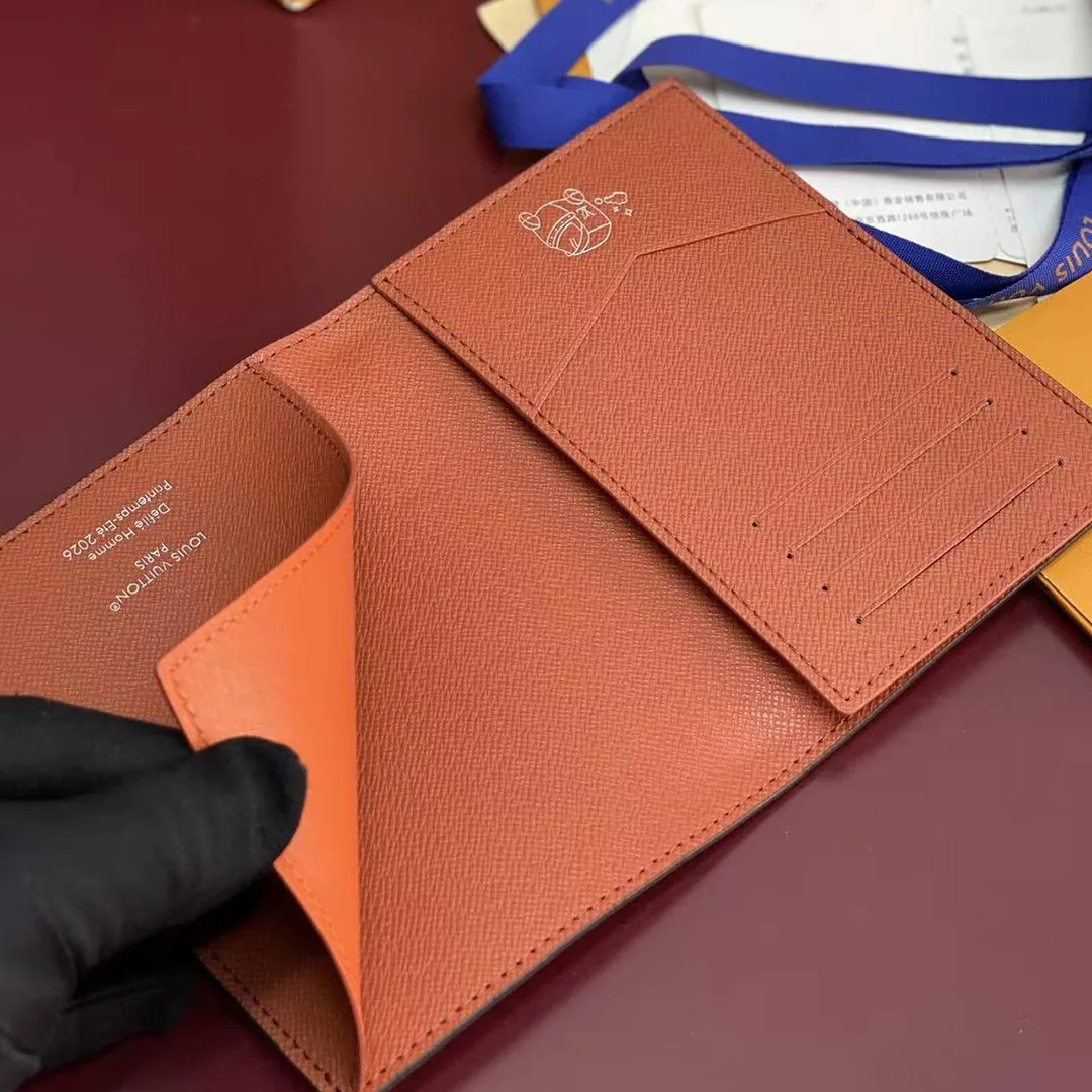 M28009 Passport Cover Orange Monogram Pigment Coated Canvas