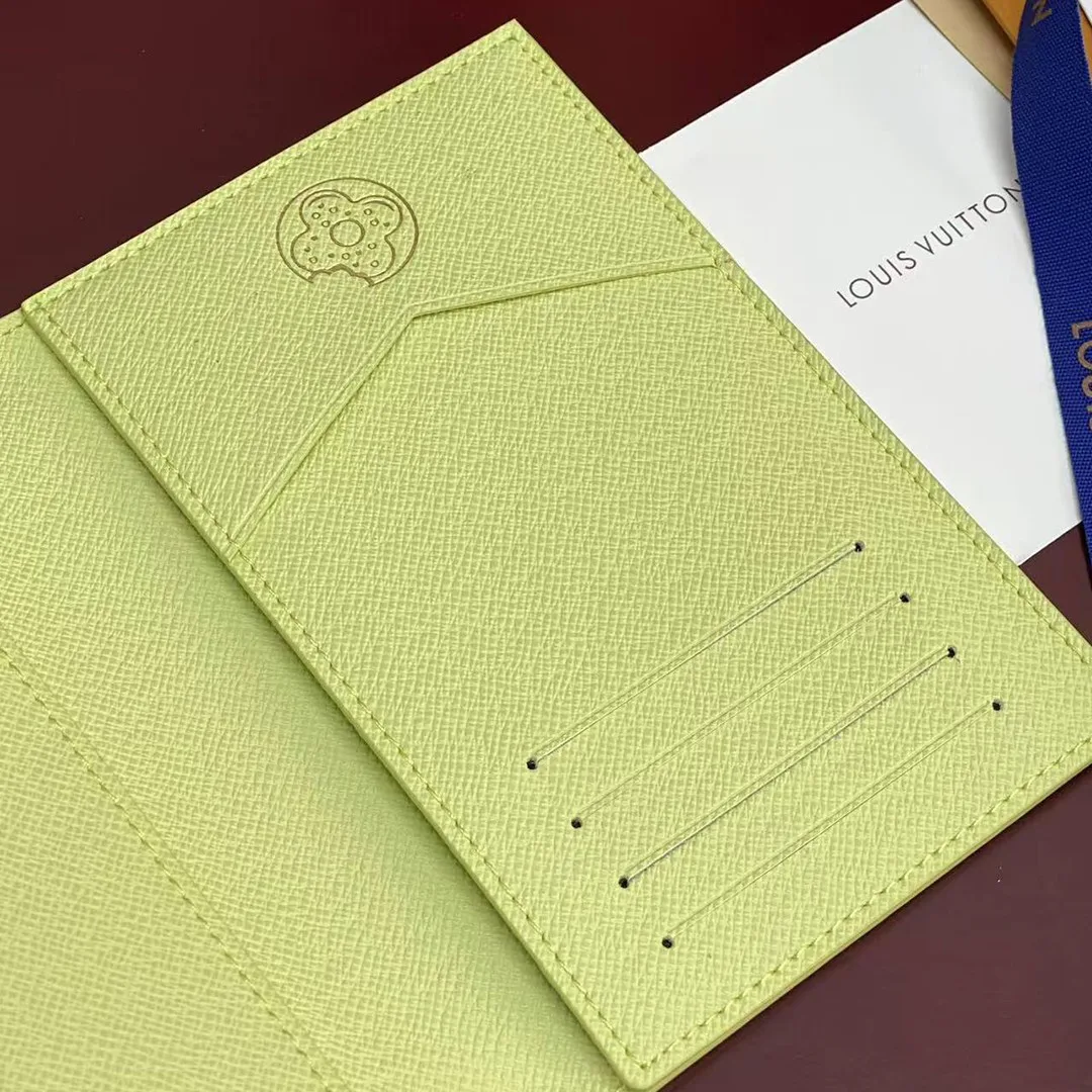 M28039 Passport Cover Pistachio Monogram Donuts Coated Canvas