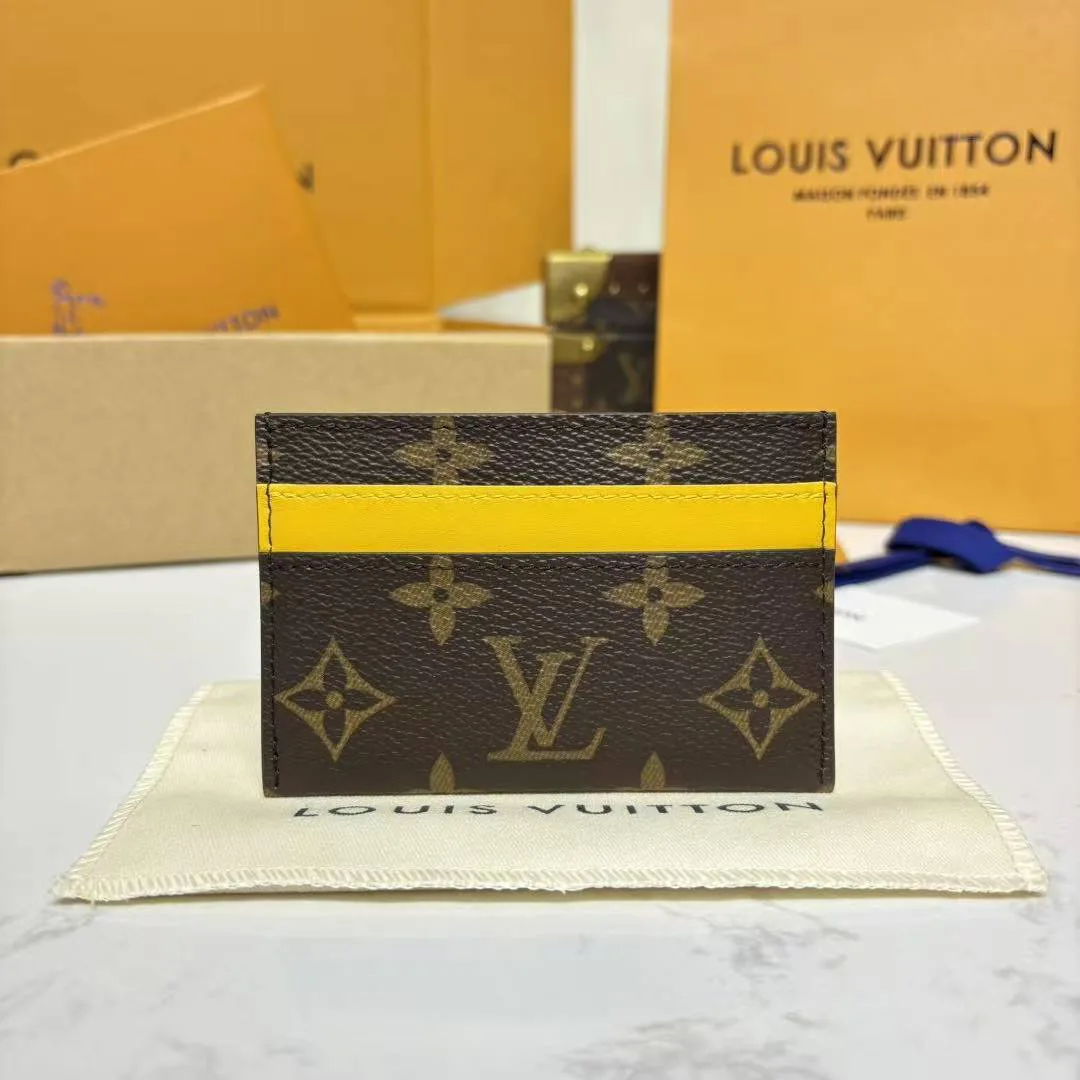 M12844 Double Card Holder Monogram Macassar Coated Canvas