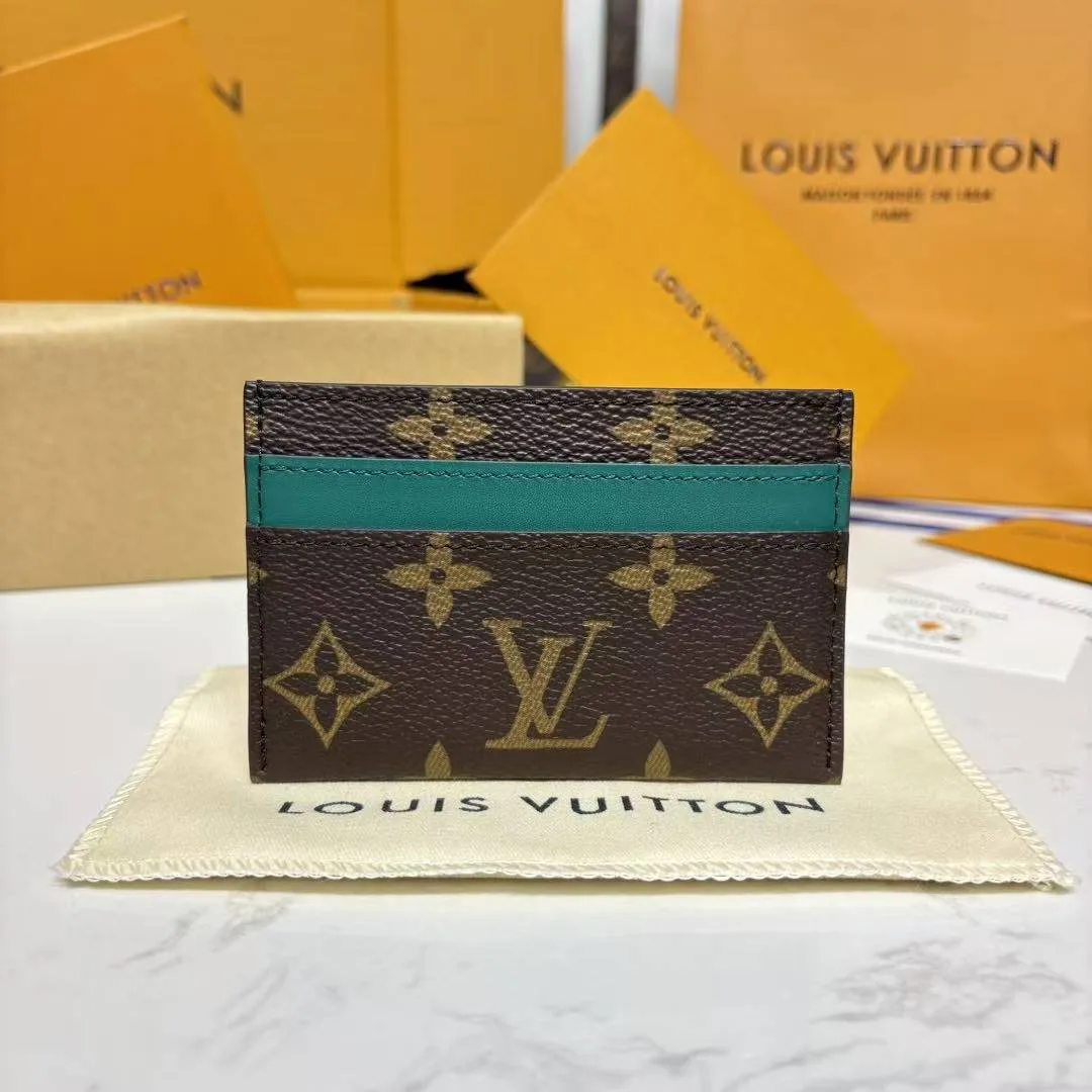 M12839 Double Card Holder Monogram Macassar Coated Canvas