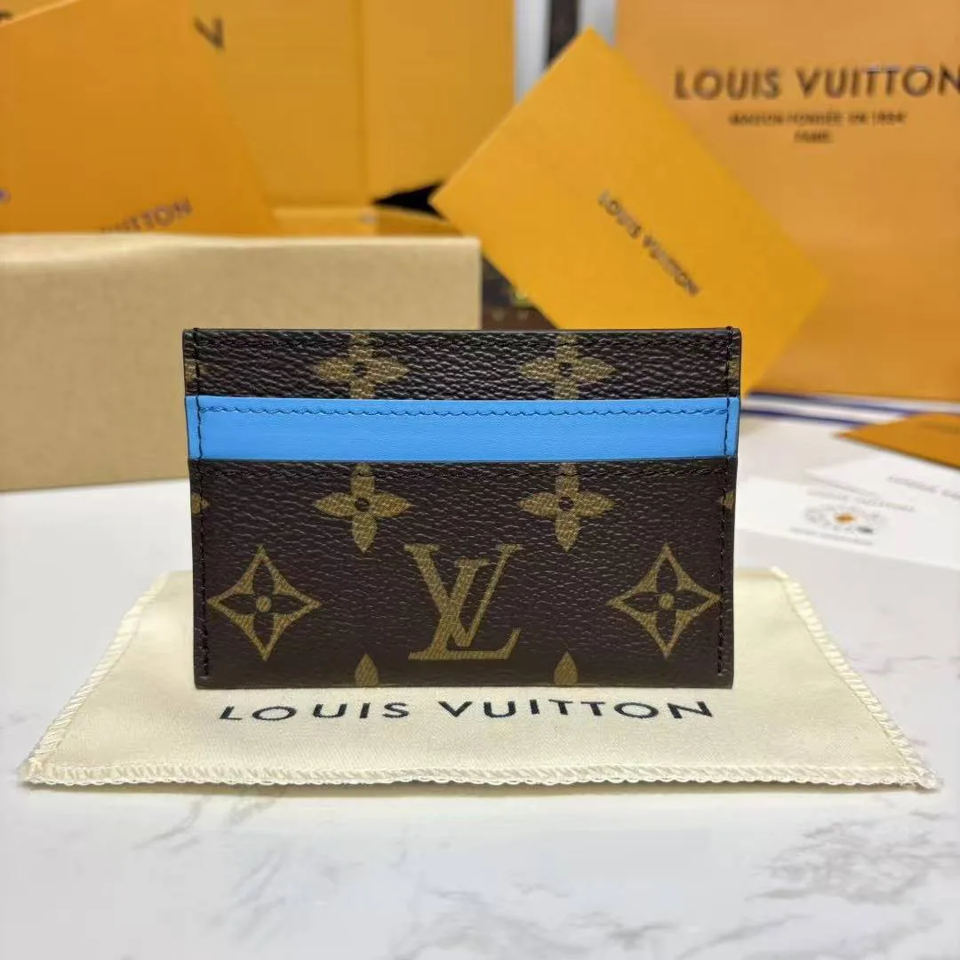 M12838 Double Card Holder Monogram Macassar Coated Canvas