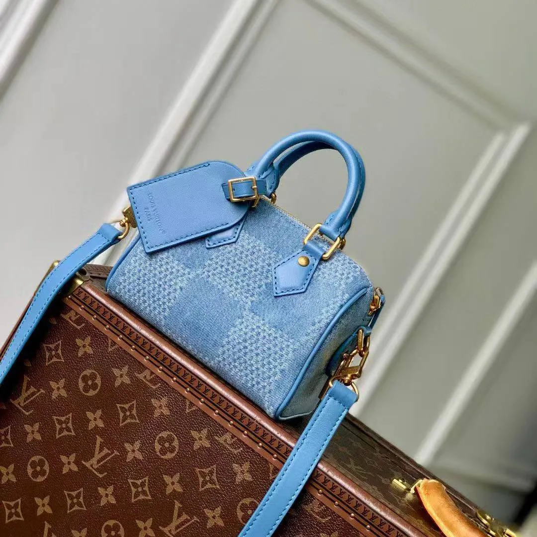 N00208 Speedy 18 Bandoulière Damier Denim 3D Cotton Canvas