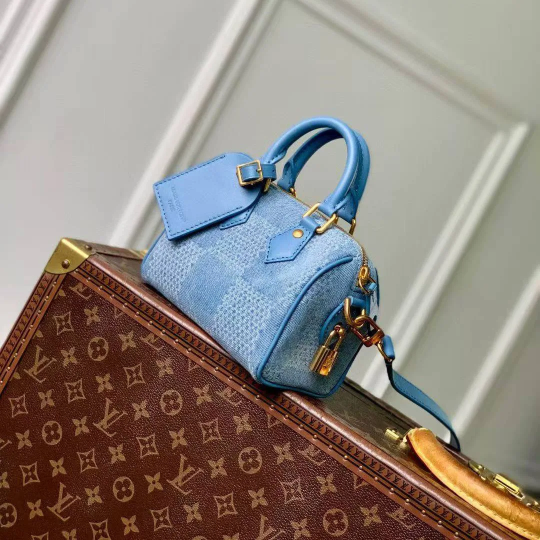 N00208 Speedy 18 Bandoulière Damier Denim 3D Cotton Canvas
