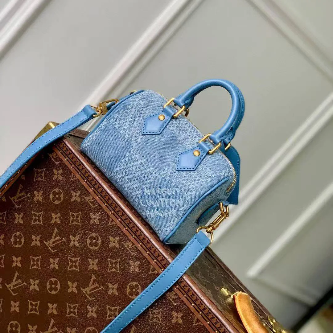 N00208 Speedy 18 Bandoulière Damier Denim 3D Cotton Canvas