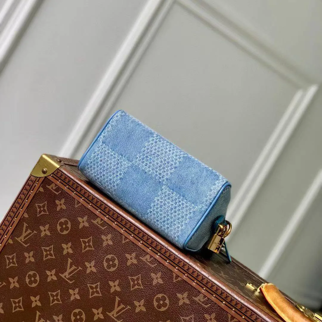 N00208 Speedy 18 Bandoulière Damier Denim 3D Cotton Canvas