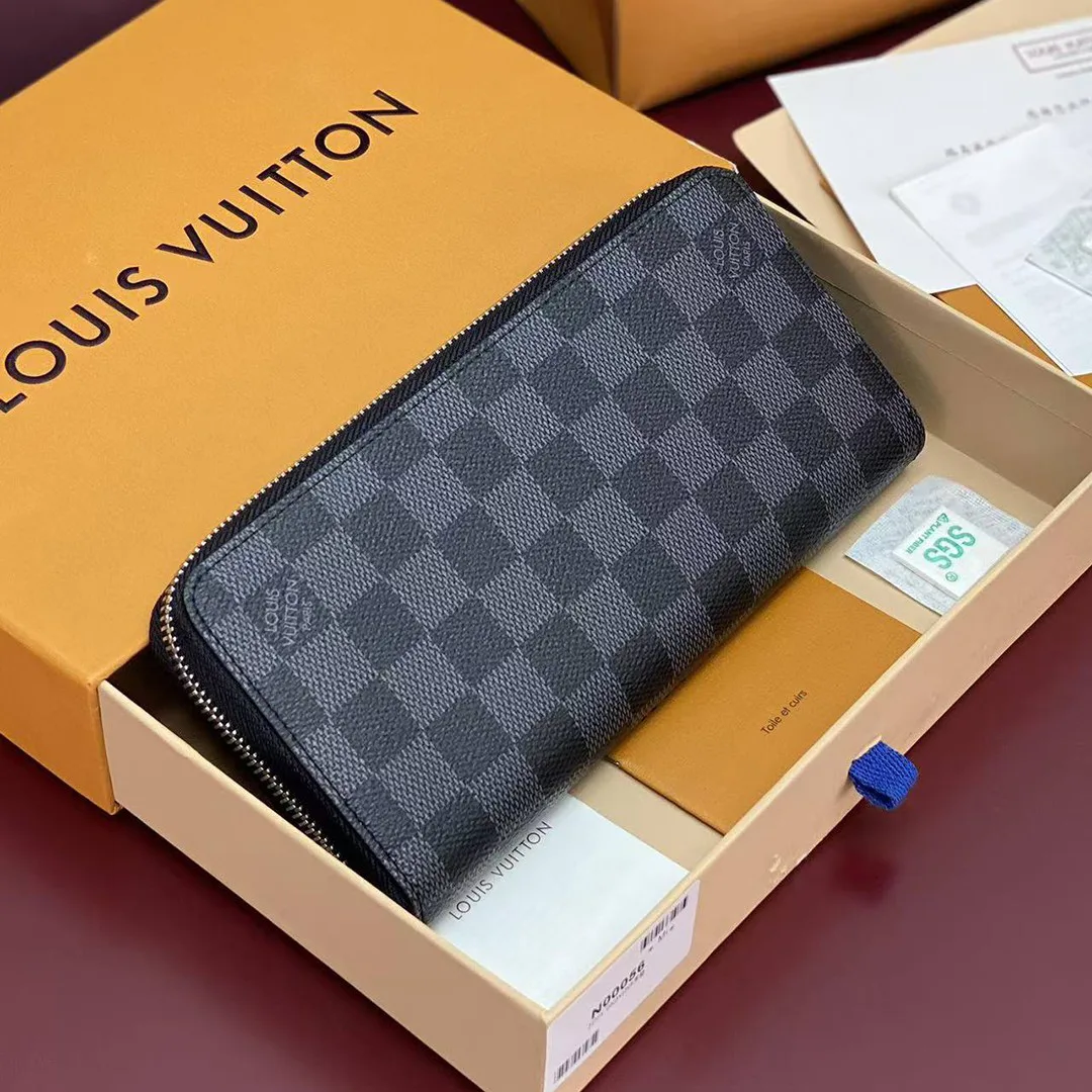 N00056 Zippy Wallet Horizontal Damier Graphite Coated Canvas