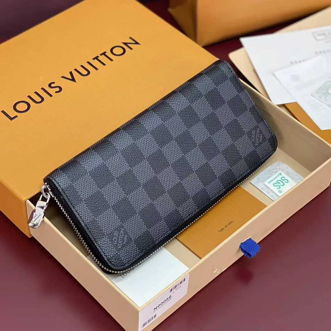 N00056 Zippy Wallet Horizontal Damier Graphite Coated Canvas
