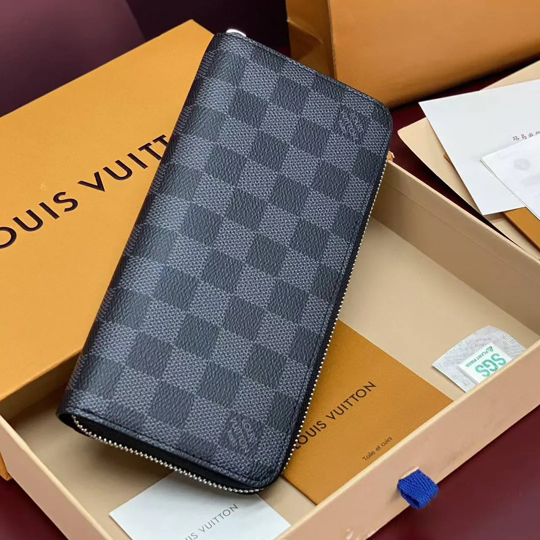 N00056 Zippy Wallet Horizontal Damier Graphite Coated Canvas