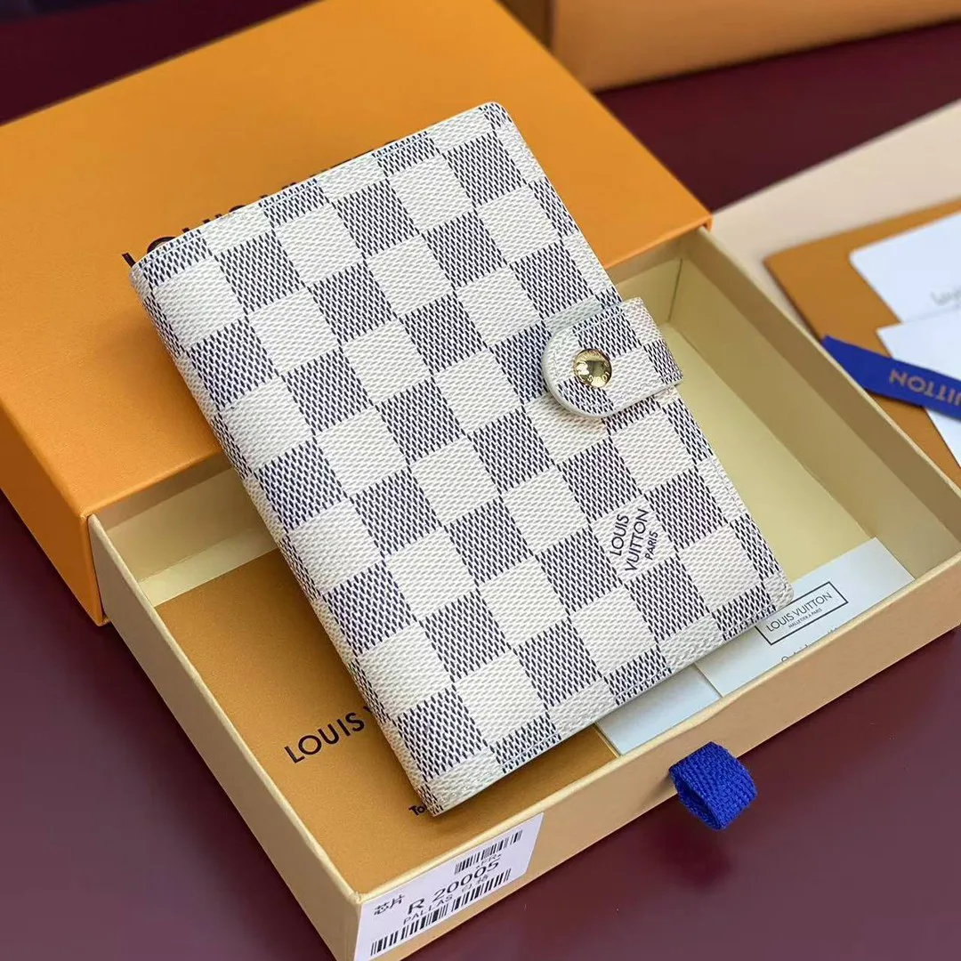 R20706 Small Ring Agenda Cover Damier Azur Canvas