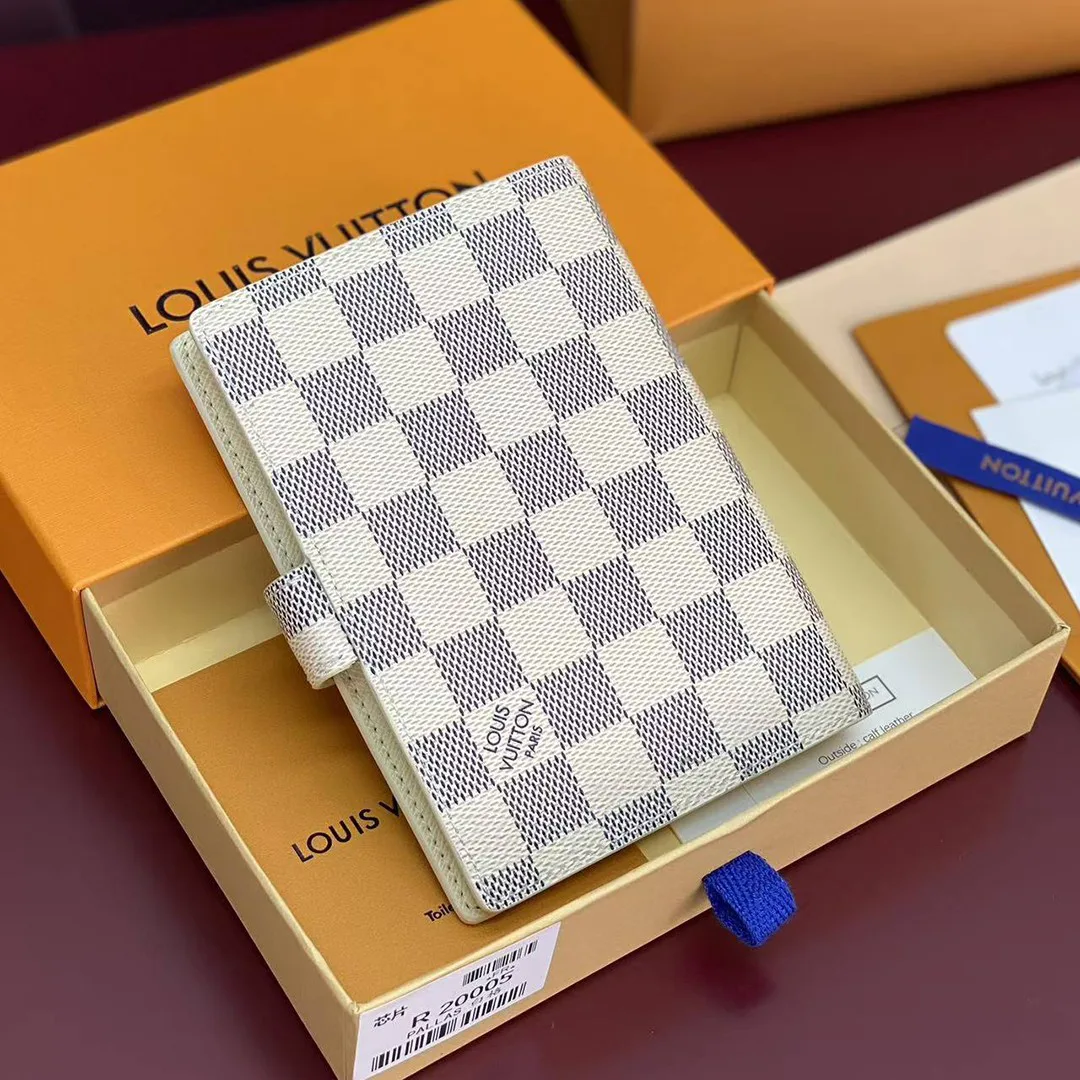 R20706 Small Ring Agenda Cover Damier Azur Canvas