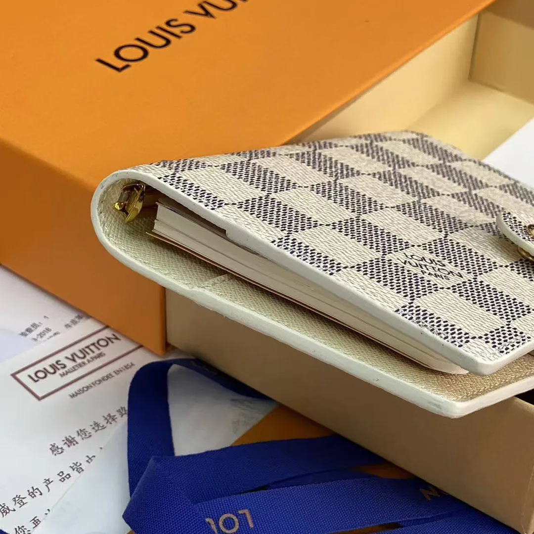 R20706 Small Ring Agenda Cover Damier Azur Canvas