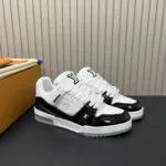 1AJ130 L.V Trainer Sneaker Monogram Grained Calf Leather Patent Leather - 1AJ190 2 1AJ130 L.V Trainer Sneaker Monogram Grained Calf Leather Patent Leather