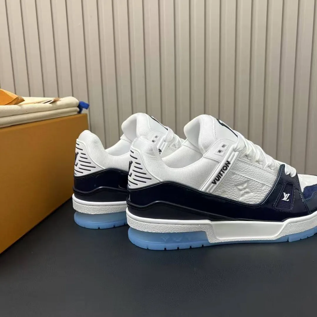 1AJ190 L.V Trainer Sneaker Monogram Grained Calf Leather Patent Leather