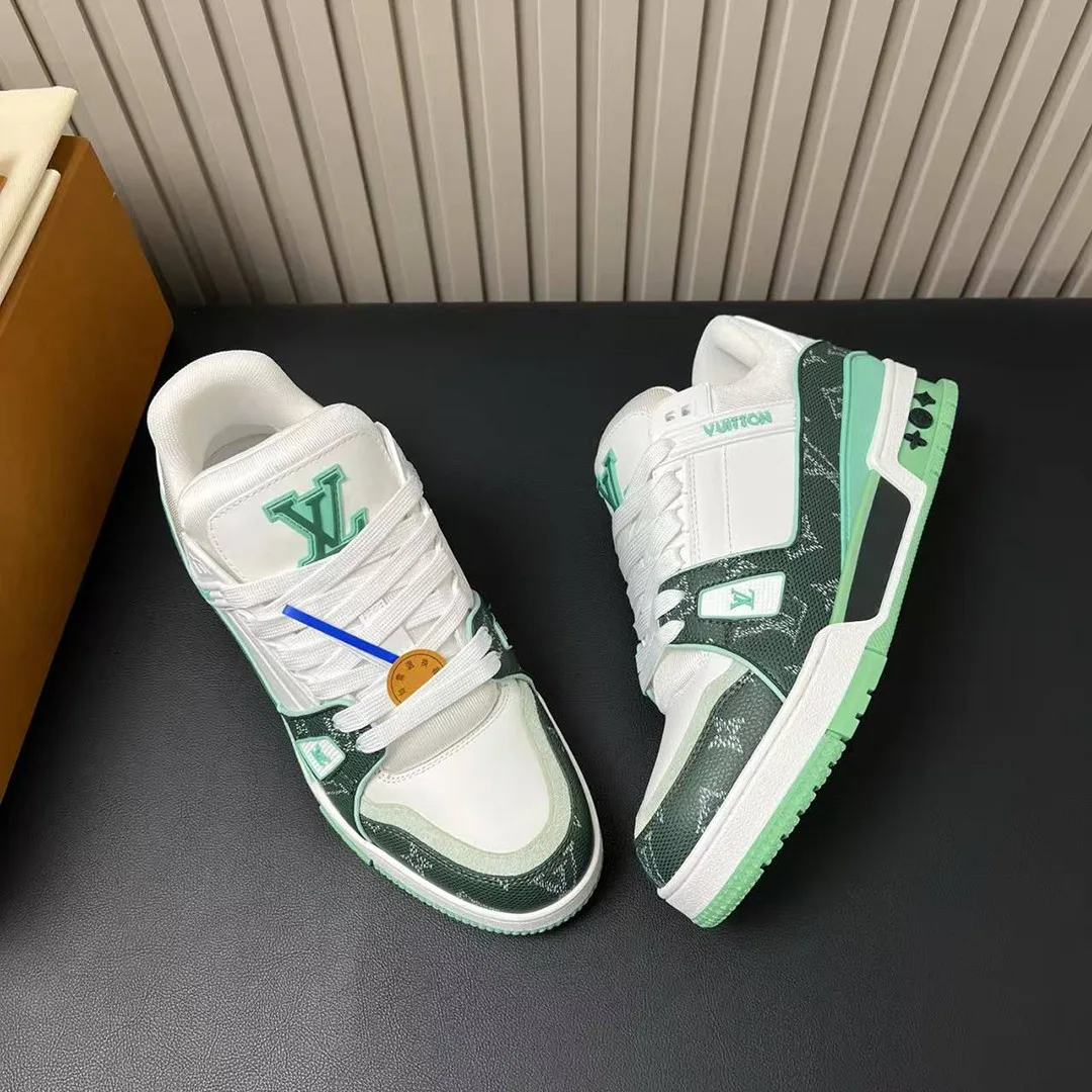 1AJQLZ L.V Trainer Sneaker Monogram Grained Calf Leather Plain Calf Leather