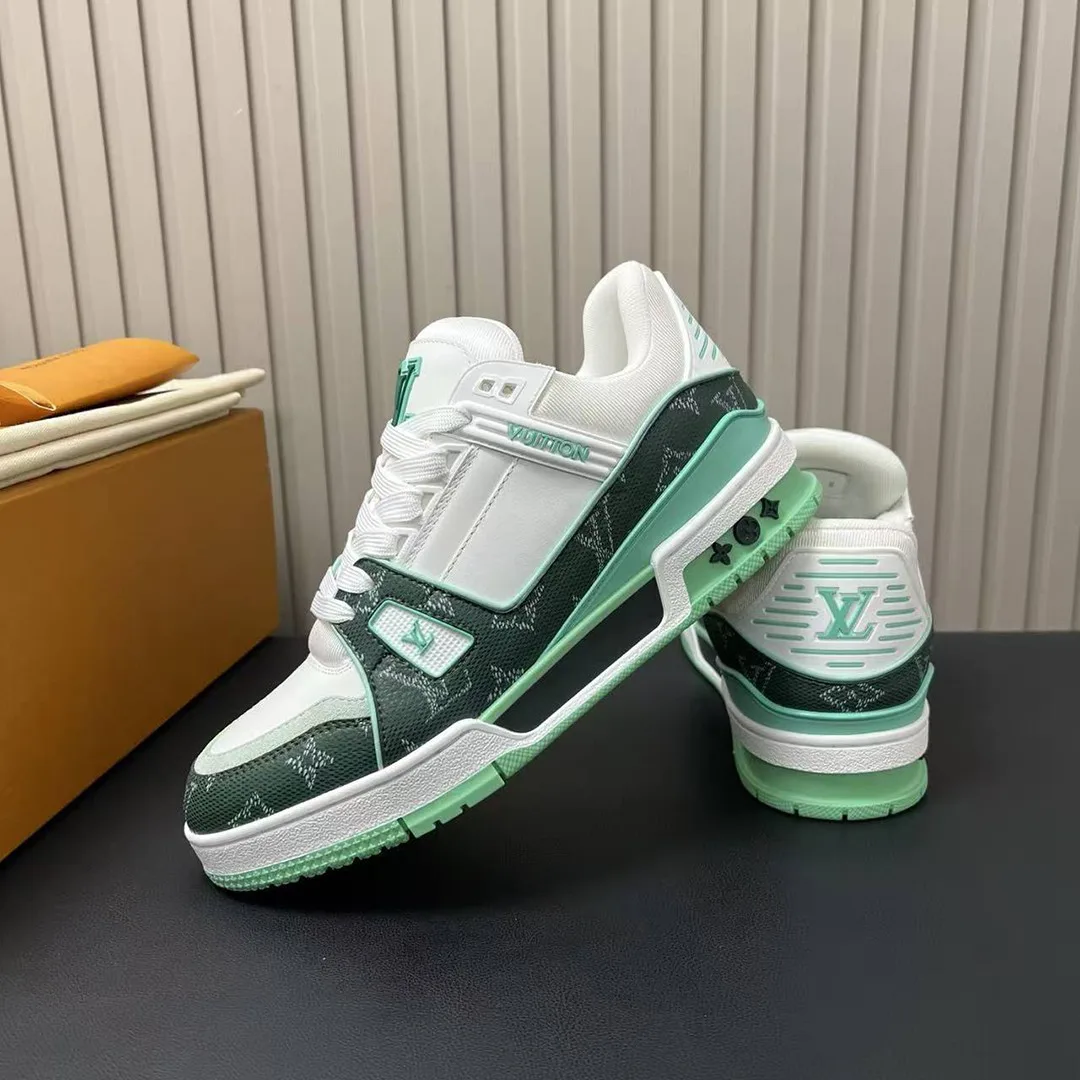 1AJQLZ L.V Trainer Sneaker Monogram Grained Calf Leather Plain Calf Leather