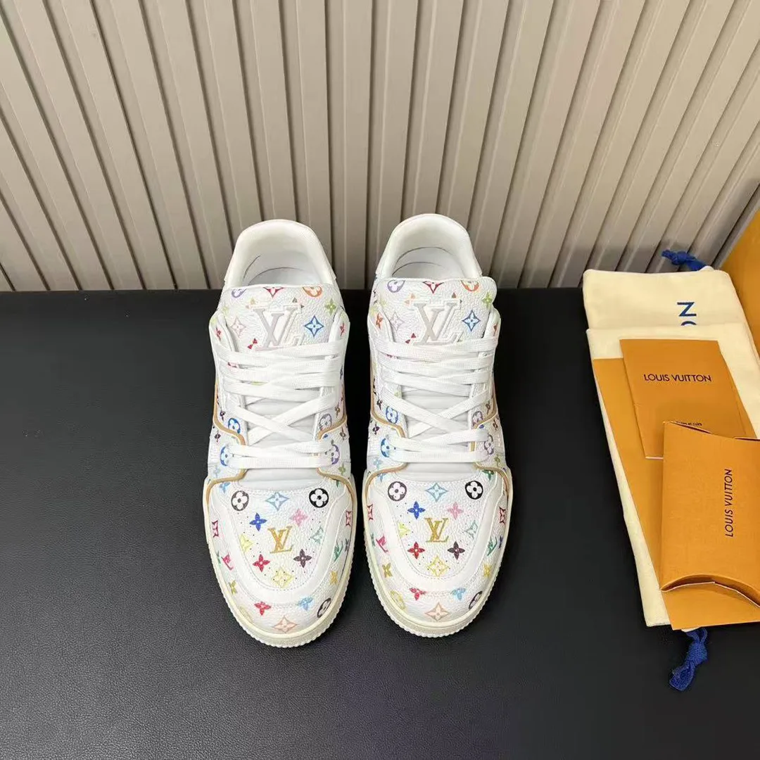 1AHEKS L.V x TM L.V Trainer Sneaker Murakami Multicolored Monogram Grained Calf Leather