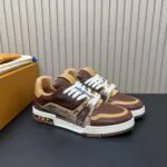 1AJ320 L.V Trainer Sneaker Monogram Jacquard Plain Calf Leather - 1ADF56 2 1AJ320 L.V Trainer Sneaker Monogram Jacquard Plain Calf Leather