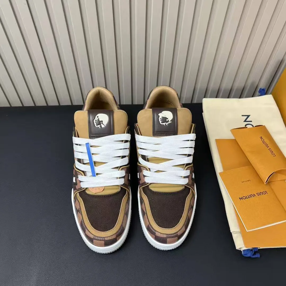 1AIN26 L.V Trainer Sneaker Pharrell Williams and Nigo Nubuck Leather Damier Canvas