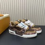 1AIN26 L.V Trainer Sneaker Pharrell Williams and Nigo Nubuck Leather Damier Canvas - 1AARES 1 1AIN26 L.V Trainer Sneaker Pharrell Williams and Nigo Nubuck Leather Damier Canvas