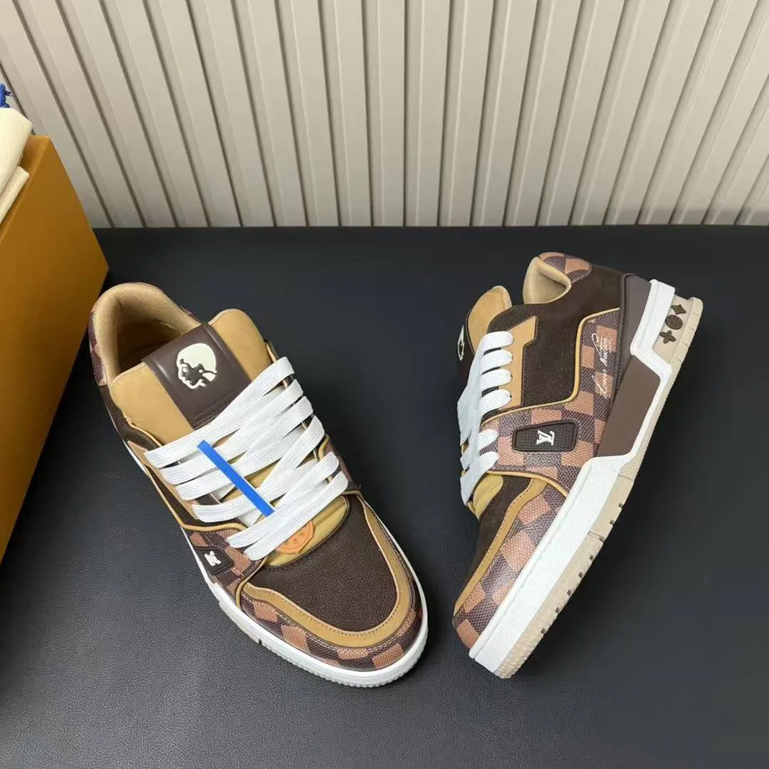 1AIN26 L.V Trainer Sneaker Pharrell Williams and Nigo Nubuck Leather Damier Canvas