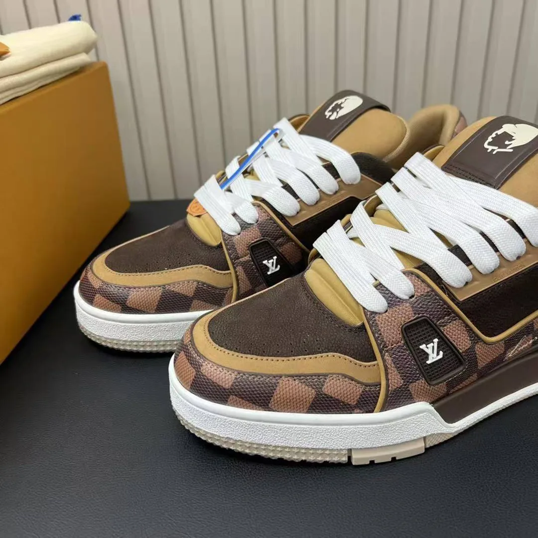 1AIN26 L.V Trainer Sneaker Pharrell Williams and Nigo Nubuck Leather Damier Canvas