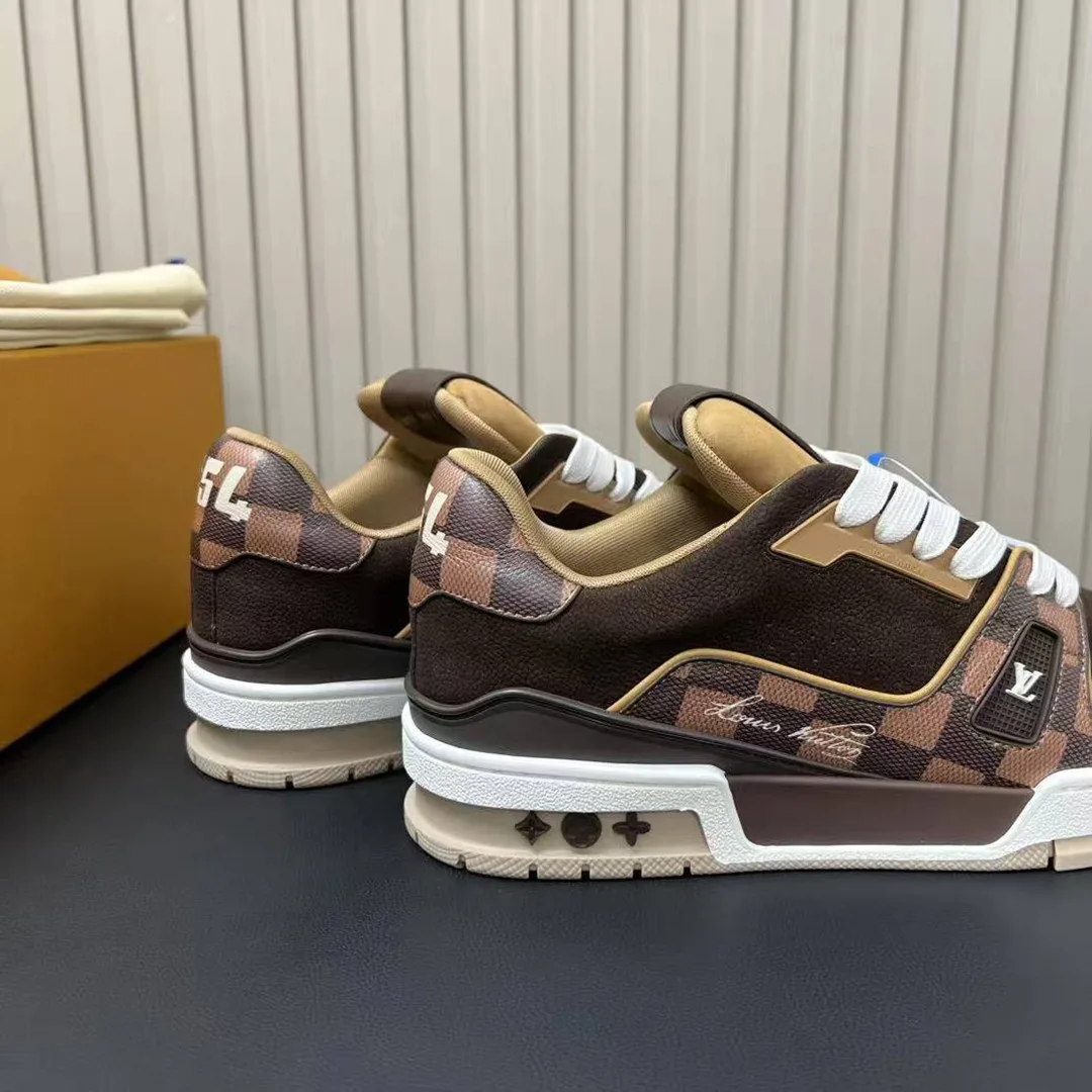 1AIN26 L.V Trainer Sneaker Pharrell Williams and Nigo Nubuck Leather Damier Canvas