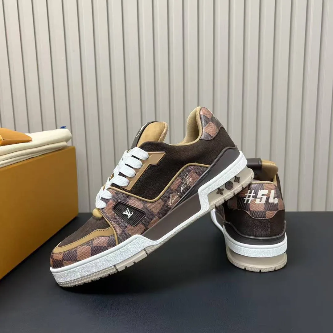 1AIN26 L.V Trainer Sneaker Pharrell Williams and Nigo Nubuck Leather Damier Canvas