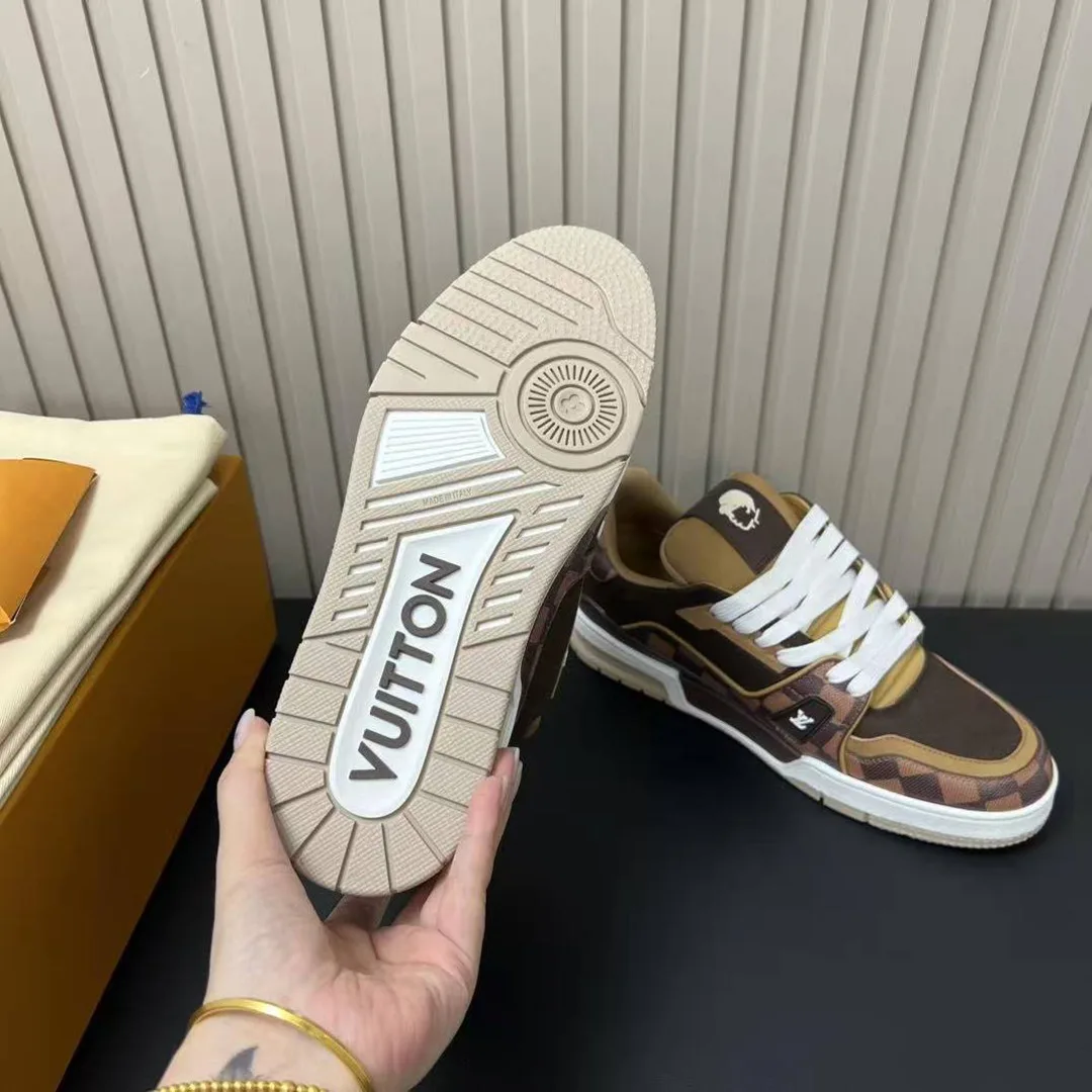 1AIN26 L.V Trainer Sneaker Pharrell Williams and Nigo Nubuck Leather Damier Canvas
