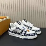 1AIKQQ L.V Trainer Sneaker Plain Calf Leather Damier Canvas - 1AIN26 1 1AIKQQ L.V Trainer Sneaker Plain Calf Leather Damier Canvas