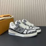 1ADHIG L.V Trainer Sneaker Monogram Denim - 1ACPSG 2 1ADHIG L.V Trainer Sneaker Monogram Denim