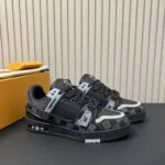 1ACPSG L.V Trainer Sneaker Damier Denim and Calf Leather - 1ACPRY 2 1ACPSG L.V Trainer Sneaker Damier Denim and Calf Leather