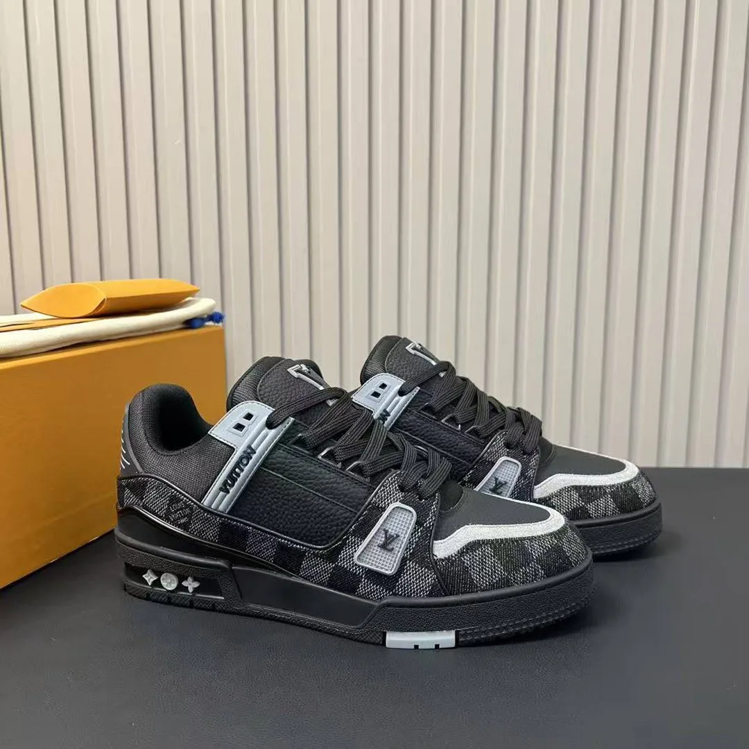 1ACPSG L.V Trainer Sneaker Damier Denim and Calf Leather