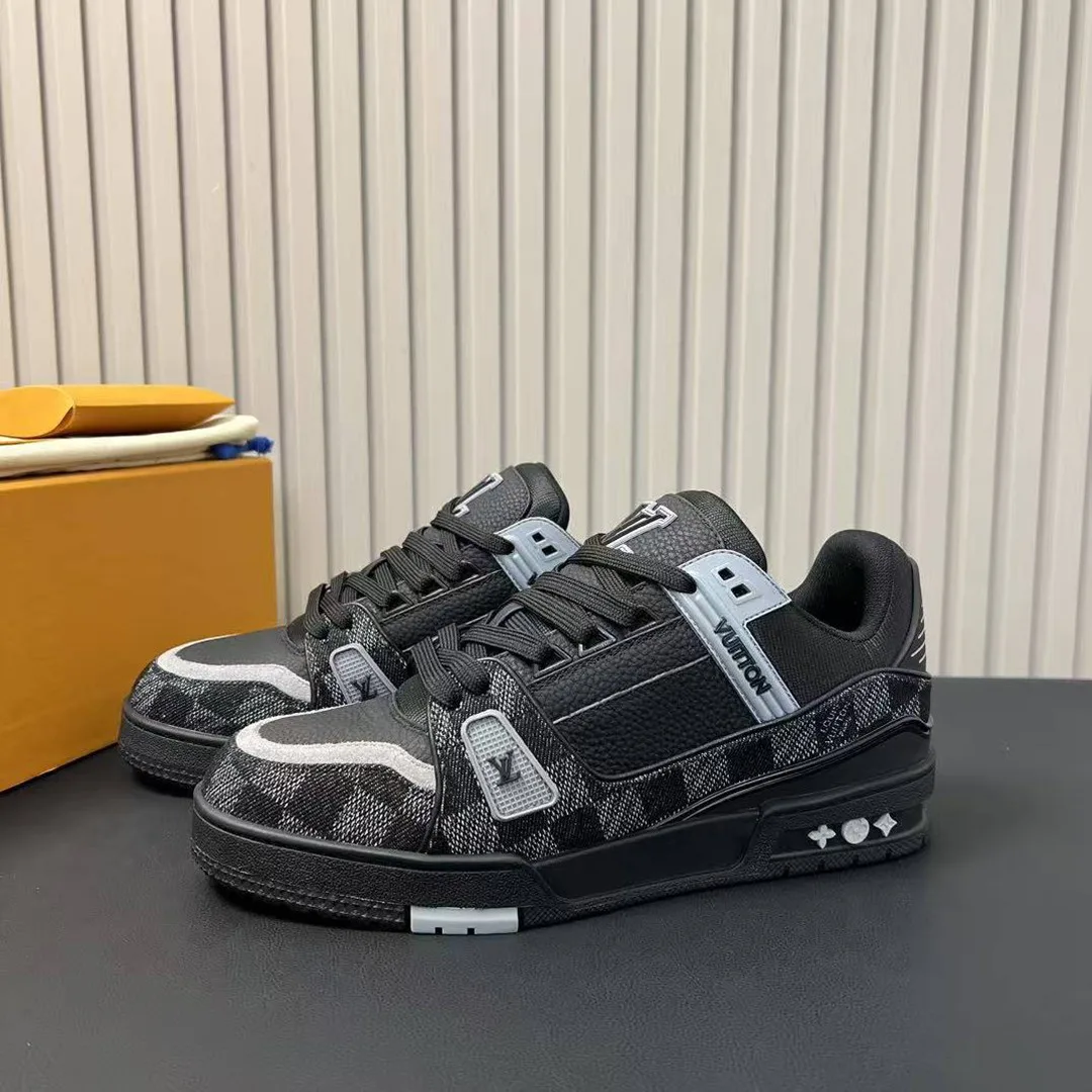 1ACPSG L.V Trainer Sneaker Damier Denim and Calf Leather
