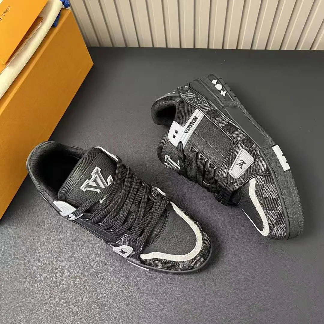1ACPSG L.V Trainer Sneaker Damier Denim and Calf Leather