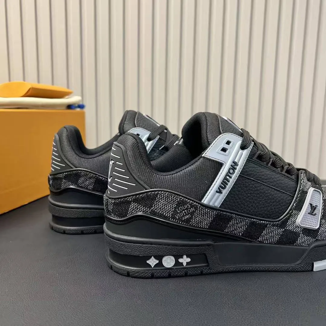 1ACPSG L.V Trainer Sneaker Damier Denim and Calf Leather