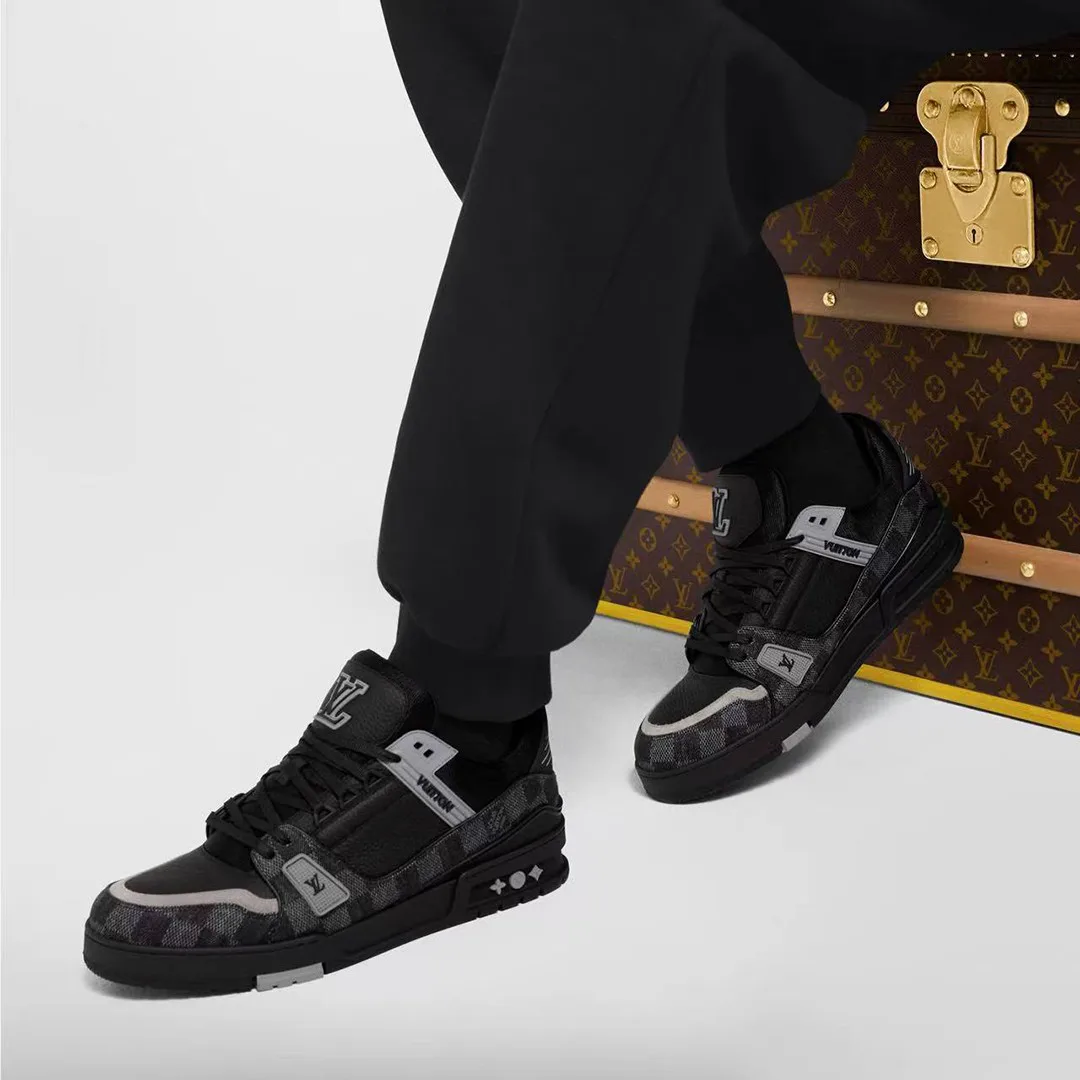 1ACPSG L.V Trainer Sneaker Damier Denim and Calf Leather