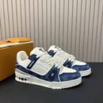 1ACPRY L.V Trainer Sneaker Damier Denim and Calf Leather - 1ACPSG 1 1ACPRY L.V Trainer Sneaker Damier Denim and Calf Leather