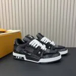 1AD6DV L.V Trainer Sneaker Damier 3D Denim - 1ADF0U 2 1AD6DV L.V Trainer Sneaker Damier 3D Denim